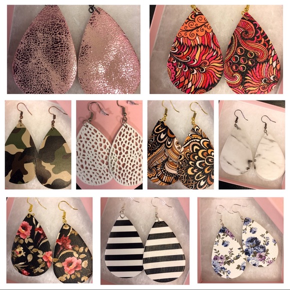 NEW PINK FLORAL TEARDROP EARRINGS - Picture 6 of 7